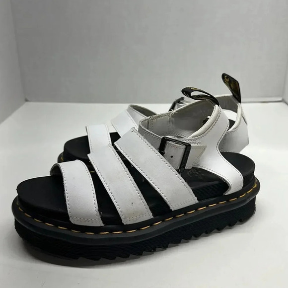 Dr Doc Martens Blaire Hydro Leather Strap Fisherman Sandals White Leather Size 6 - Picture 1 of 9